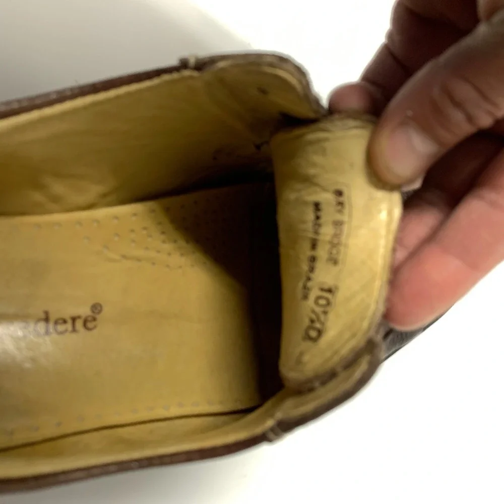 Studio Belvedere Mens Brown Pebbled Leather Square Toe Derby Shoes Size‎ 10.5 D